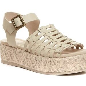 Kelsi Dagger Brooklyn Desert Platform Leather Strap Jute Platform Sandals 12